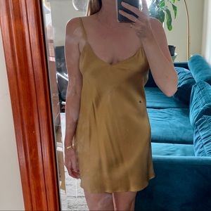 Reformation Gold Silk Slip Dress (Never Worn!)